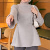 Waist-Drawstring Velvet Tunic Grey - immagine 4