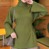 Waist-Drawstring Velvet Tunic Khaki