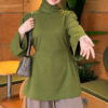 Waist-Drawstring Velvet Tunic Khaki - immagine 4