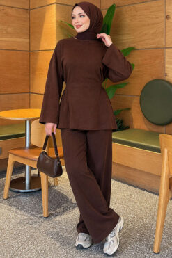 Alternative view of Waist-Drawstring Velvet Tunic Brown
