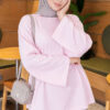 Waist-Drawstring Velvet Tunic Pink