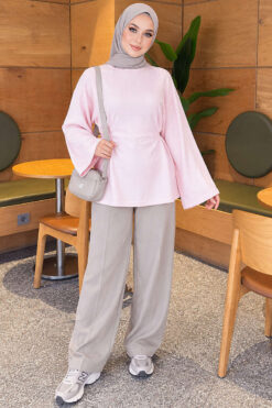 Alternative view of Waist-Drawstring Velvet Tunic Pink