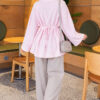 Waist-Drawstring Velvet Tunic Pink - immagine 3