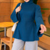 Waist-Drawstring Velvet Tunic Petrol Green