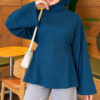 Waist-Drawstring Velvet Tunic Petrol Green - Imagen 4