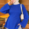 Waist-Drawstring Velvet Tunic Saxon Blue