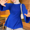Waist-Drawstring Velvet Tunic Saxon Blue - Imagen 4