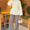 Waist-Drawstring Velvet Tunic Yellow - Imagen 2