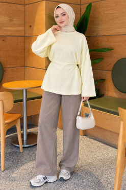 Alternative view of Waist-Drawstring Velvet Tunic Yellow