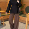 Waist-Drawstring Velvet Tunic Black - الصورة 2