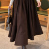Elastic Waist Plaid Hem Edge Skirt Dark Brown