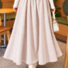⁦Elastic Waist Plaid Hem Edge Skirt Beige⁩ - الصورة ⁦4⁩