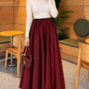 Elastic Waist Plaid Hem Edge Skirt Burgundy - Afbeelding 2