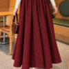 Elastic Waist Plaid Hem Edge Skirt Burgundy - Afbeelding 4
