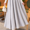 Elastic Waist Plaid Hem Edge Skirt Grey - Image 5