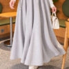 Elastic Waist Plaid Hem Edge Skirt Grey - Image 3