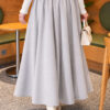 Elastic Waist Plaid Hem Edge Skirt Grey - Image 4
