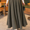 Elastic Waist Plaid Hem Edge Skirt Khaki - Imagen 4