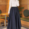 Elastic Waist Plaid Hem Edge Skirt Indigo - Image 2