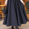 Elastic Waist Plaid Hem Edge Skirt Indigo - Image 3