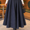 Elastic Waist Plaid Hem Edge Skirt Indigo - Image 4