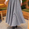 Elastic Waist Plaid Hem Edge Skirt Grey - Image 5