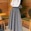 Elastic Waist Plaid Hem Edge Skirt Grey - Image 2