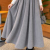 Elastic Waist Plaid Hem Edge Skirt Grey - Image 3