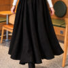Elastic Waist Plaid Hem Edge Skirt Black - immagine 4