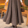 Elastic Waist Plaid Hem Edge Skirt Mink - الصورة 3