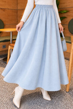 Denim skirt with elastic waistband Light Blue