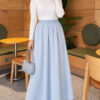 ⁦Denim skirt with elastic waistband Light Blue⁩ - الصورة ⁦2⁩