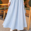 ⁦Denim skirt with elastic waistband Light Blue⁩ - الصورة ⁦3⁩