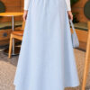 ⁦Denim skirt with elastic waistband Light Blue⁩ - الصورة ⁦4⁩