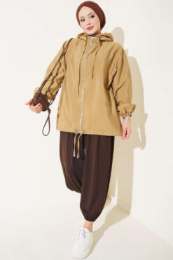 Alternative view of Elastic Waistband Drawstring Trousers Brown
