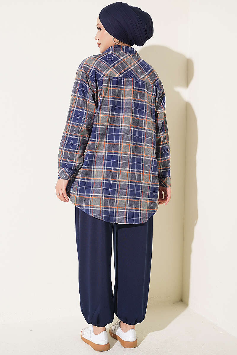 Elastic Waistband Drawstring Trousers Navy Blue - Afbeelding 3