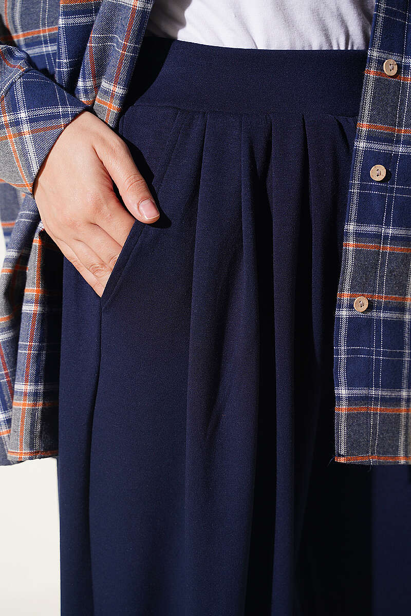 Elastic Waistband Drawstring Trousers Navy Blue - Afbeelding 4