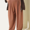 Elastic Waistband Drawstring Trousers Latte