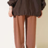Elastic Waistband Drawstring Trousers Latte - immagine 3