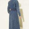 Belted French Terry Knit Dress with Zipper and Denim Construction Denim Blue – Bild 3