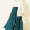 Gathered Hem Edge Skirt with Elastic Waistband Petrol - immagine 2