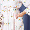 Pineapple Patterned Dress with Elastic Waistband and Striped Design Yellow - Imagen 4