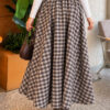 Elastic Waist Plaid Hem Edge Skirt Beige - Afbeelding 4