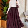 Elastic Waist Plaid Hem Edge Skirt Burgundy - immagine 2