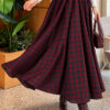 Elastic Waist Plaid Hem Edge Skirt Burgundy - immagine 3