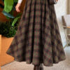 Elastic Waist Plaid Hem Edge Skirt Khaki - Afbeelding 4