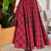 Elastic Waist Plaid Hem Edge Skirt Red - Afbeelding 4