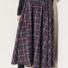 Elastic Waist Plaid Hem Edge Skirt Burgundy