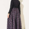 Elastic Waist Plaid Hem Edge Skirt Burgundy - Imagen 3