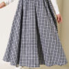 Elastic Waist Plaid Hem Edge Skirt Ecru